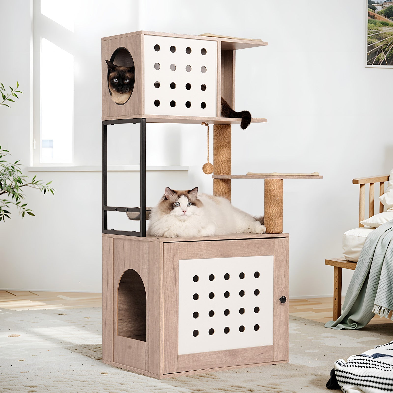 Cat Tree with Litter Box Enclosure