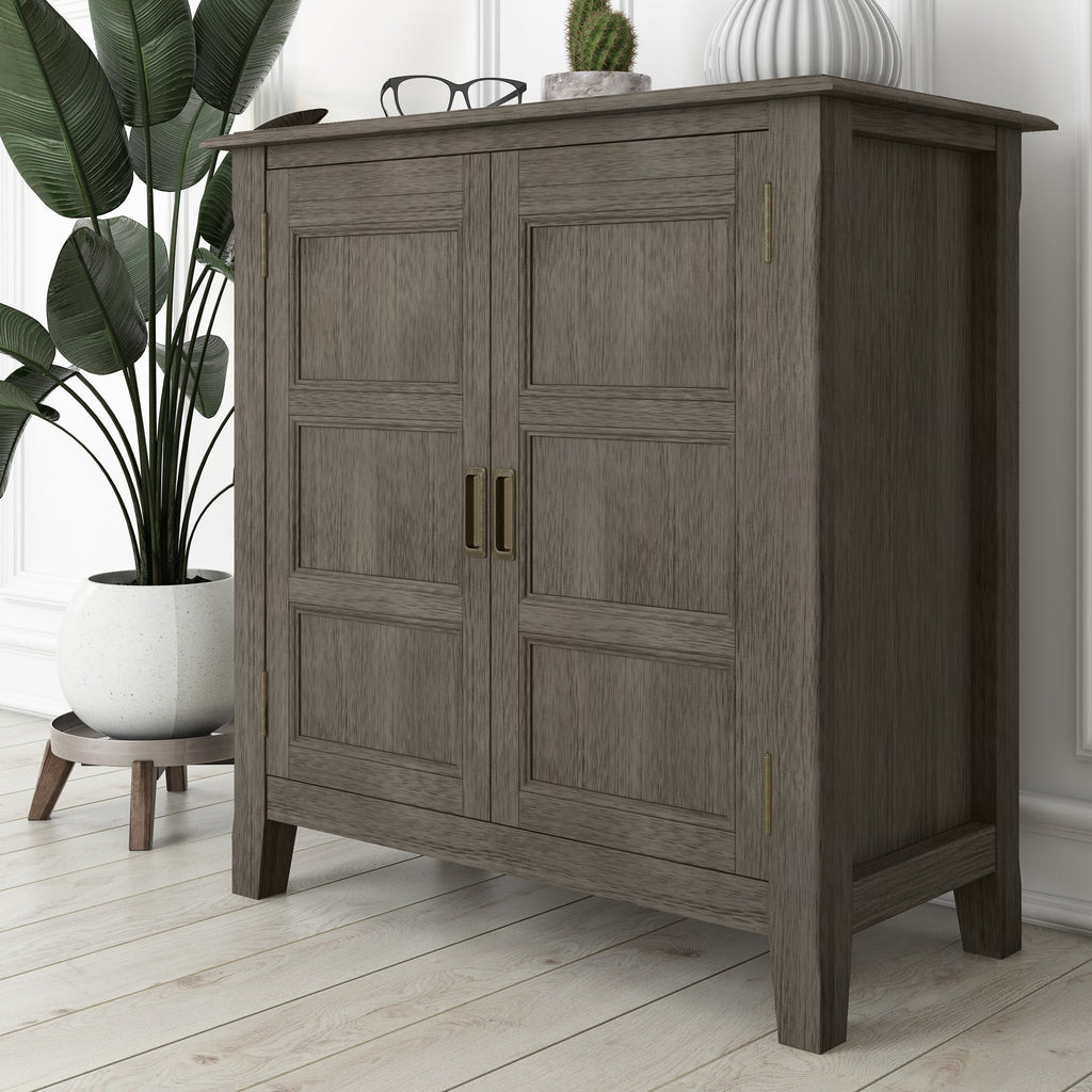 Burlington 30 Inch Wide Solid Wood Low Storage Cabinet in Farmhouse