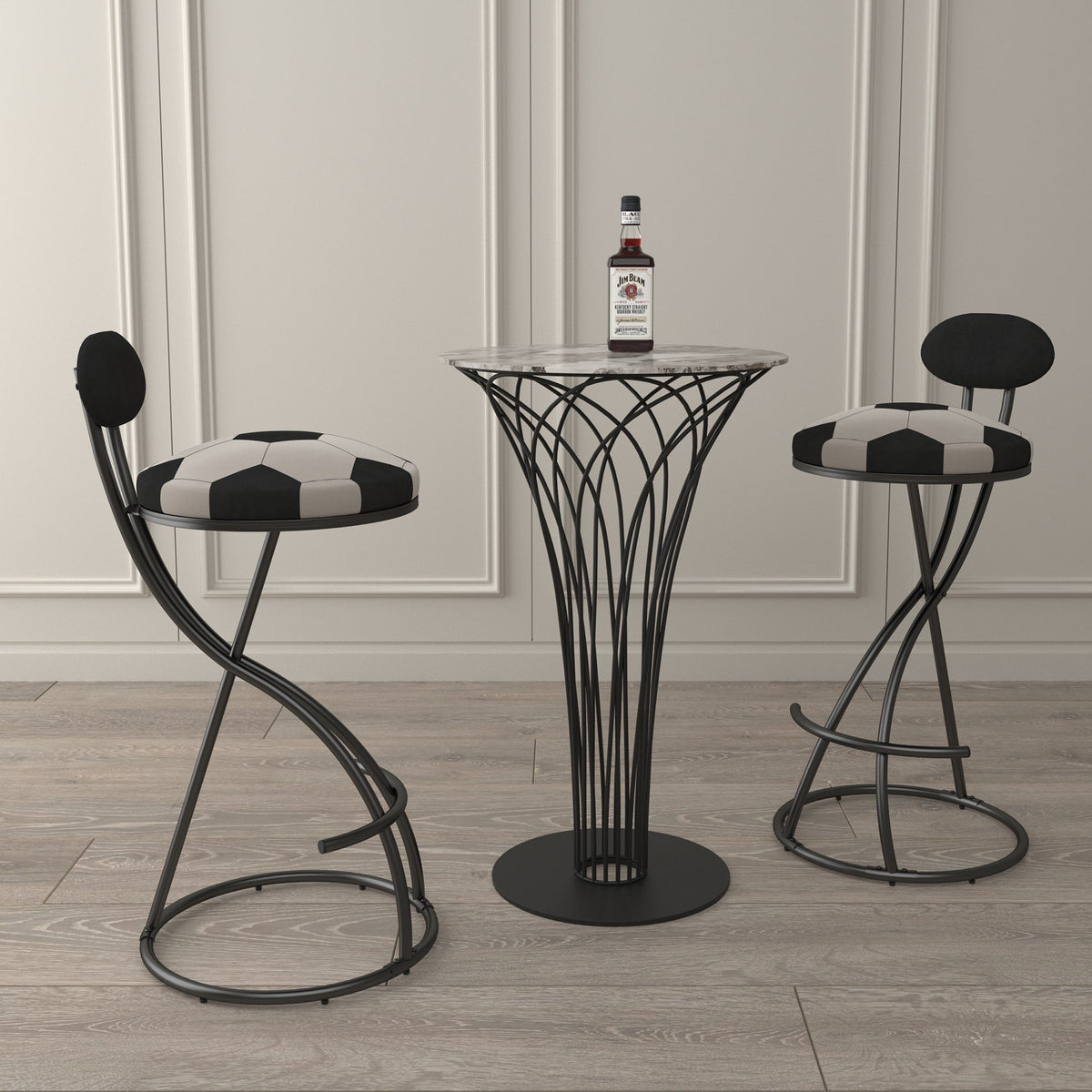 Upholstered S-Shaped Barstools Set of 2