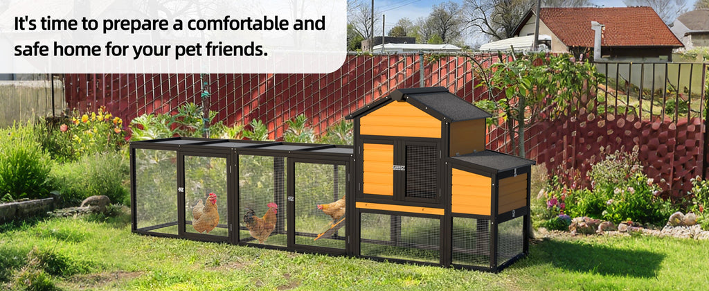119.5” Outdoor Wooden Chicken Coop with Run