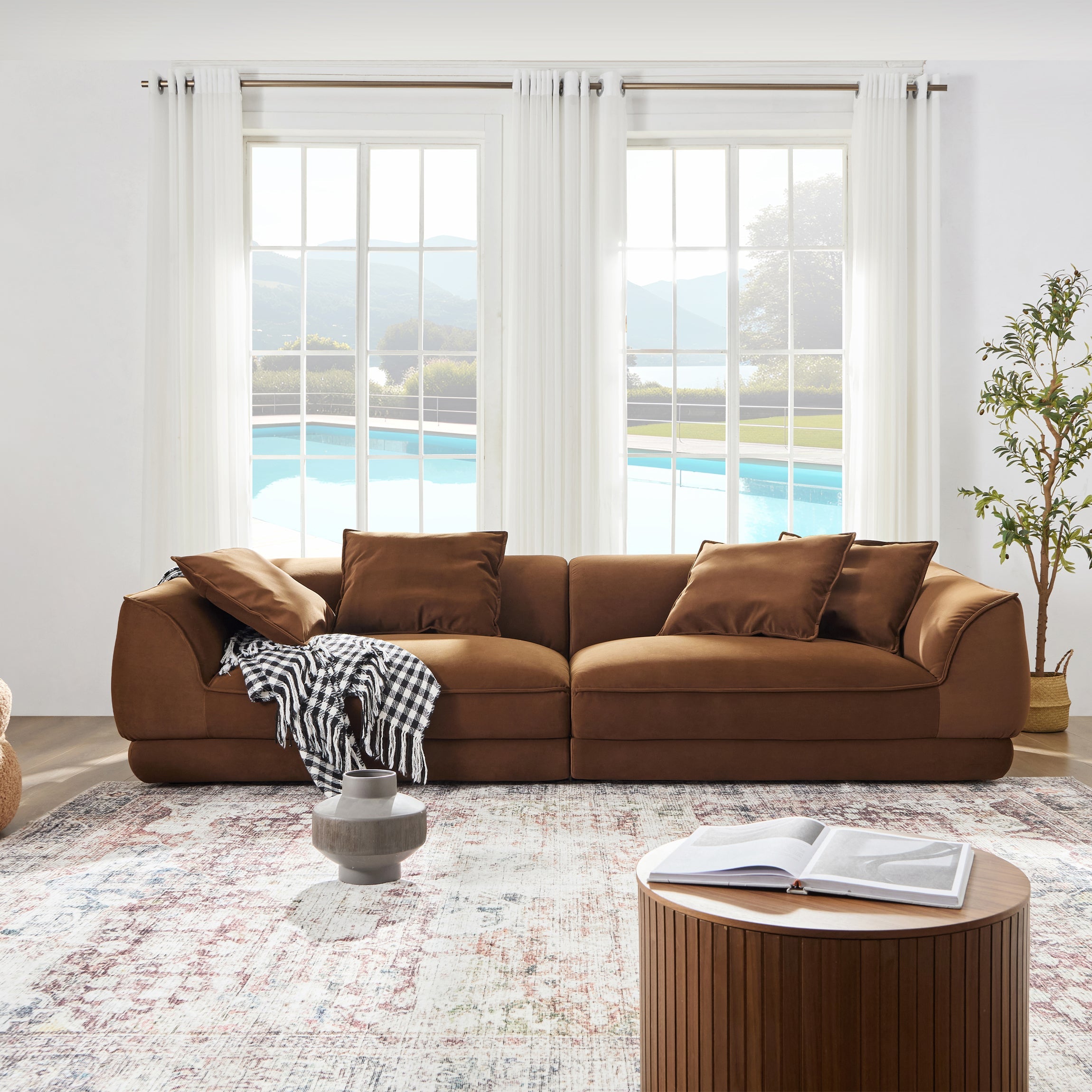 WKS16C Camel Sofa with Detachable Pillowcase