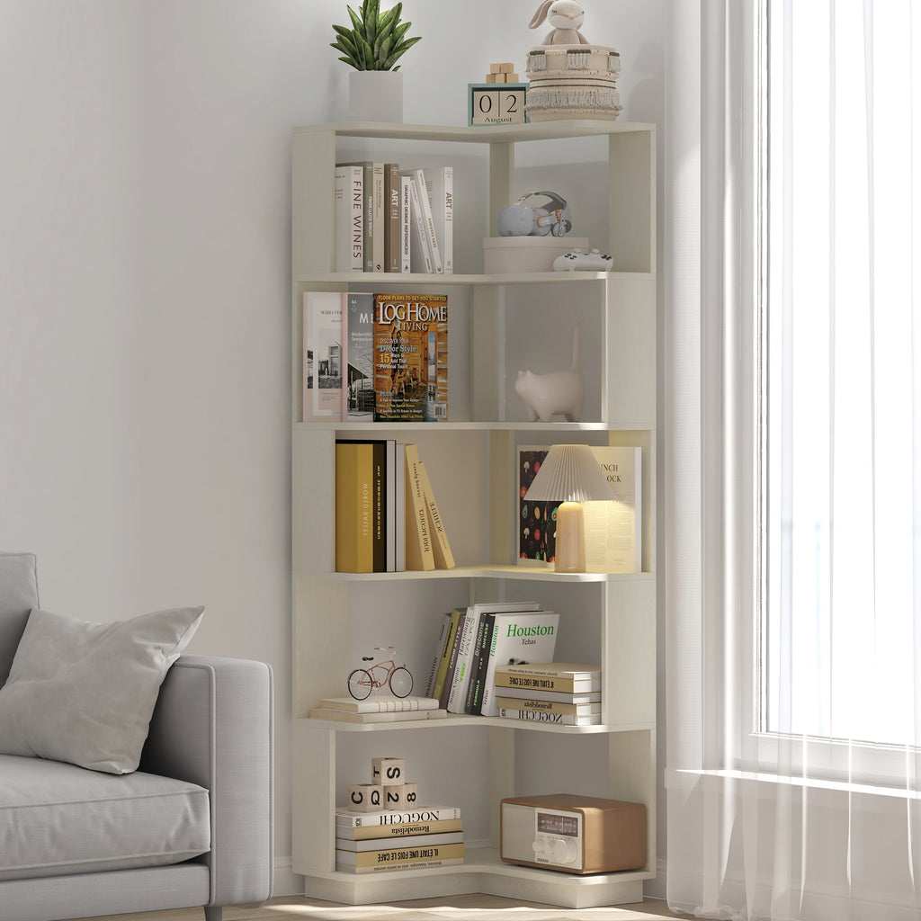 6 Tier Freestanding L-Shaped Corner Bookshelf