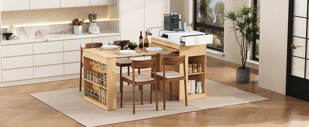 TREXM Extendable Dining Table with Folding Tabletop