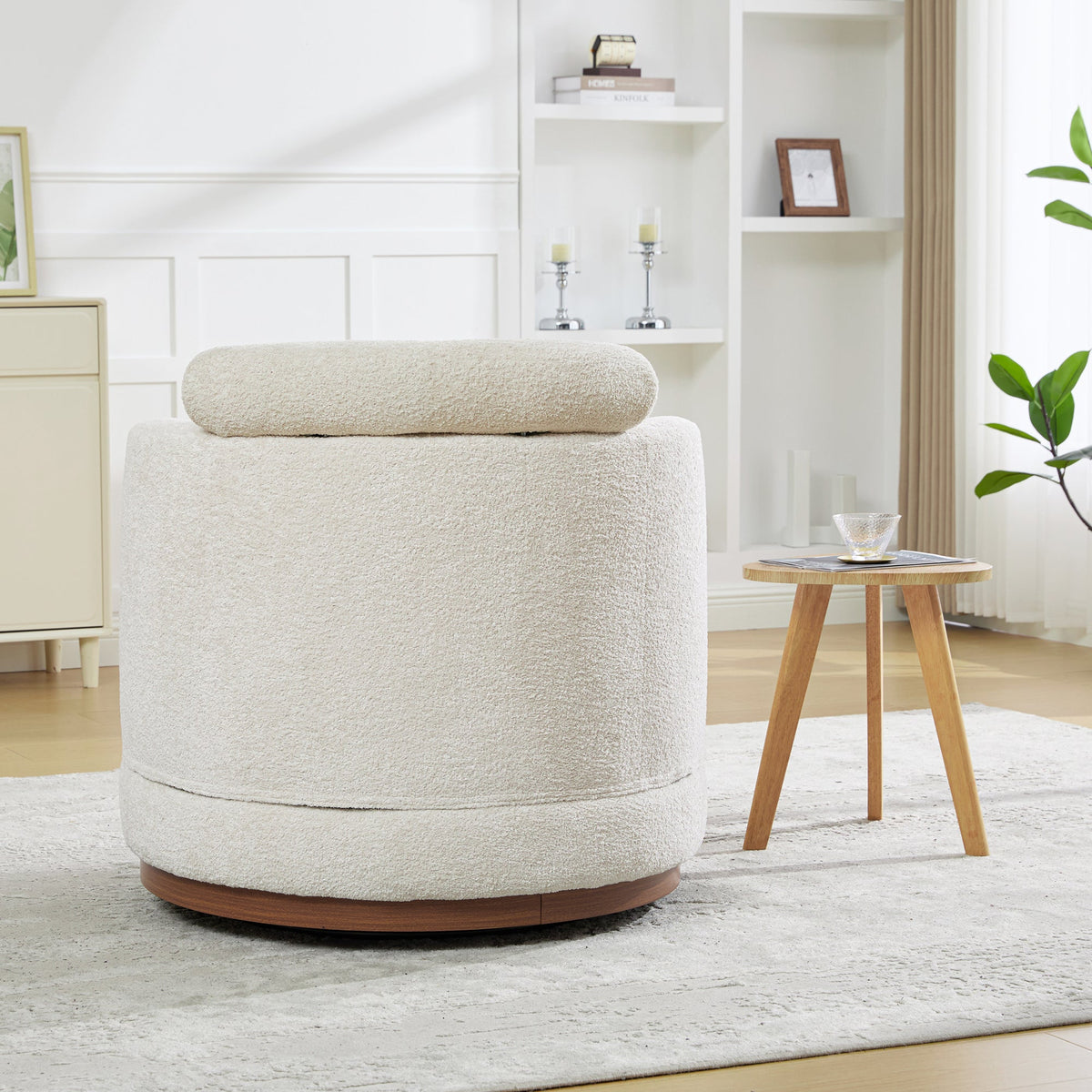 33.86"W Swivel Barrel Chair with Chenille