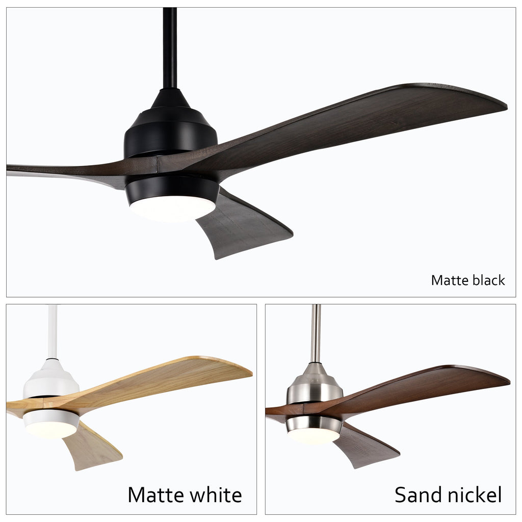 52" Solid Wood Blades Ceiling Fan with Lights Remote Control