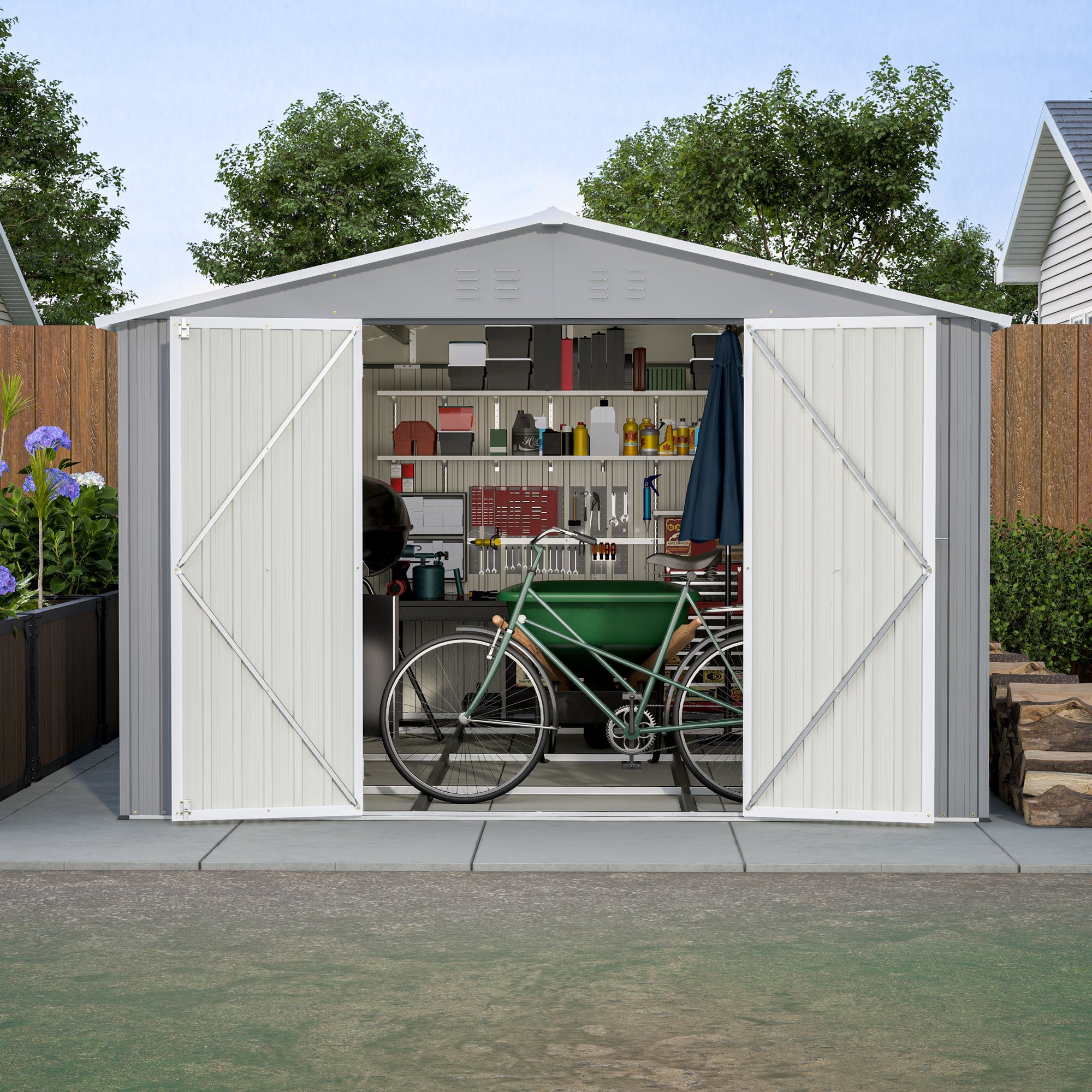 10 x 12 Ft. Outdoor Storage Shed with Floor Frame Kit