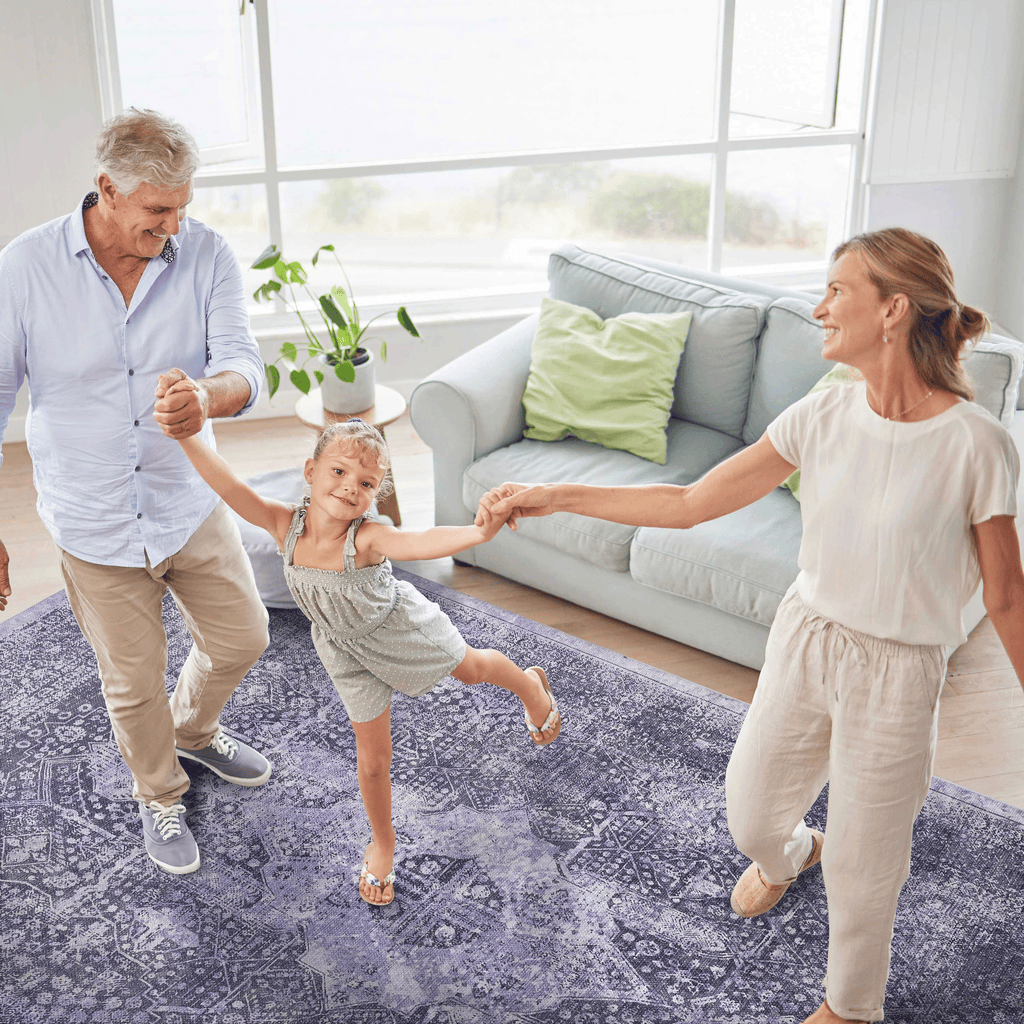 MAVAL Anthracite Washable Rug 6x9 Area Rug