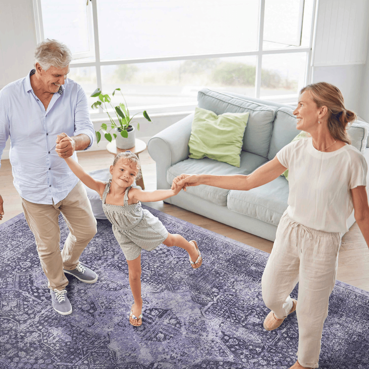 MAVAL Anthracite Washable Rug 6x9 Area Rug