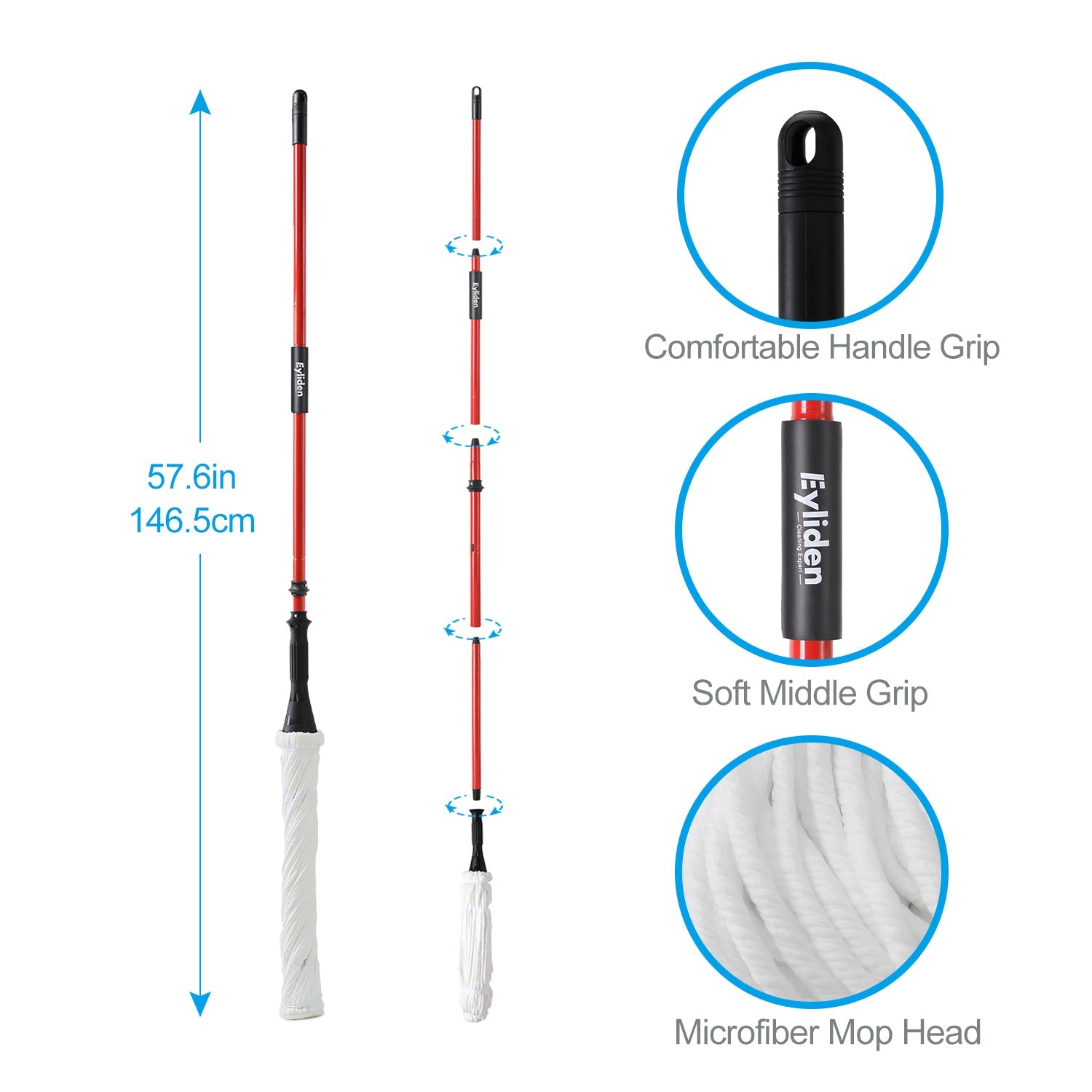 57.5-Inch Long Handle Self Bending Twist Mop