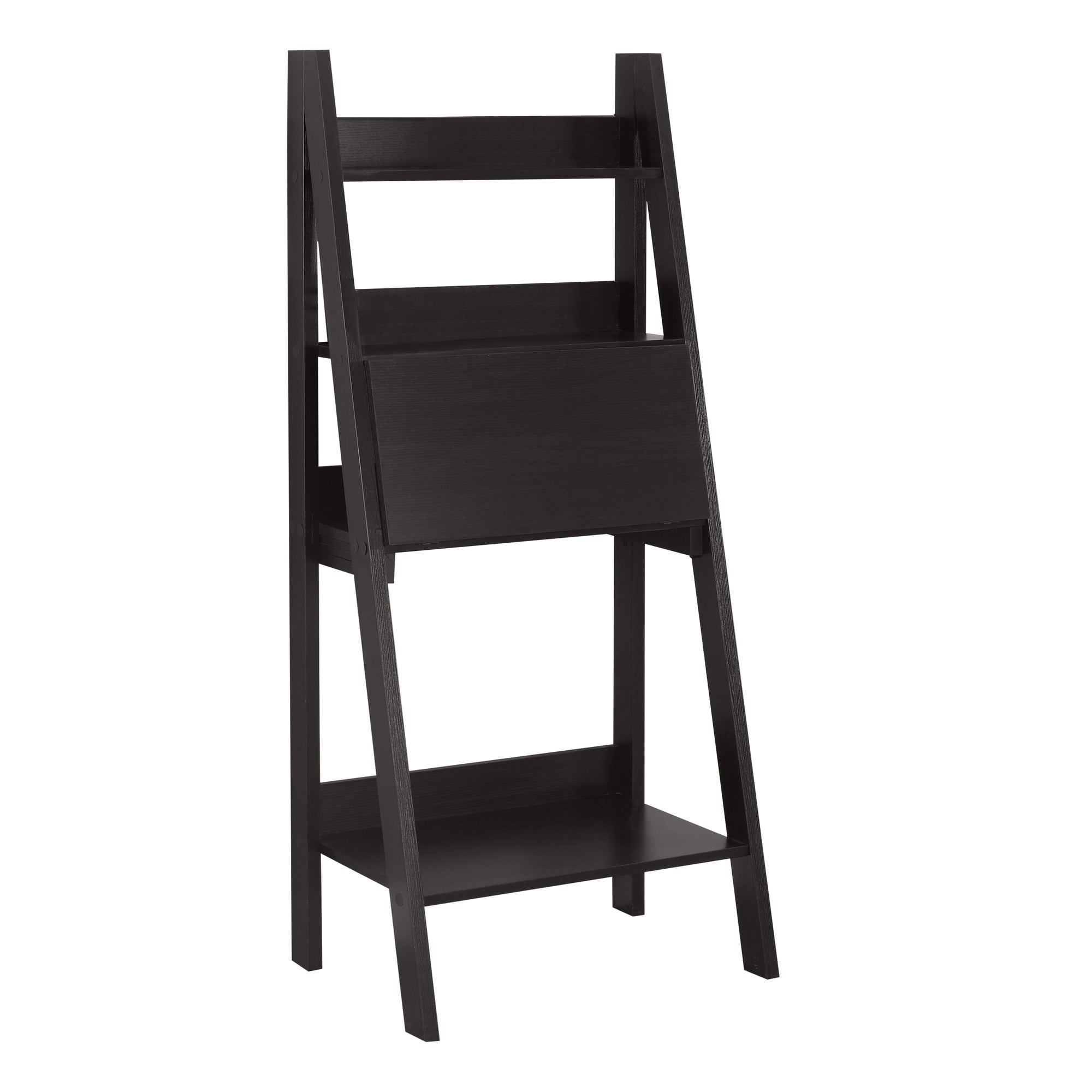 Leaning Computer Desk with Storage Shelves