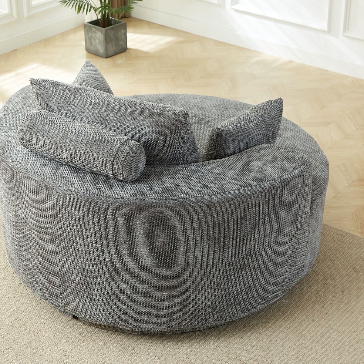 55''L Chenille Foam Single Swivel Chair