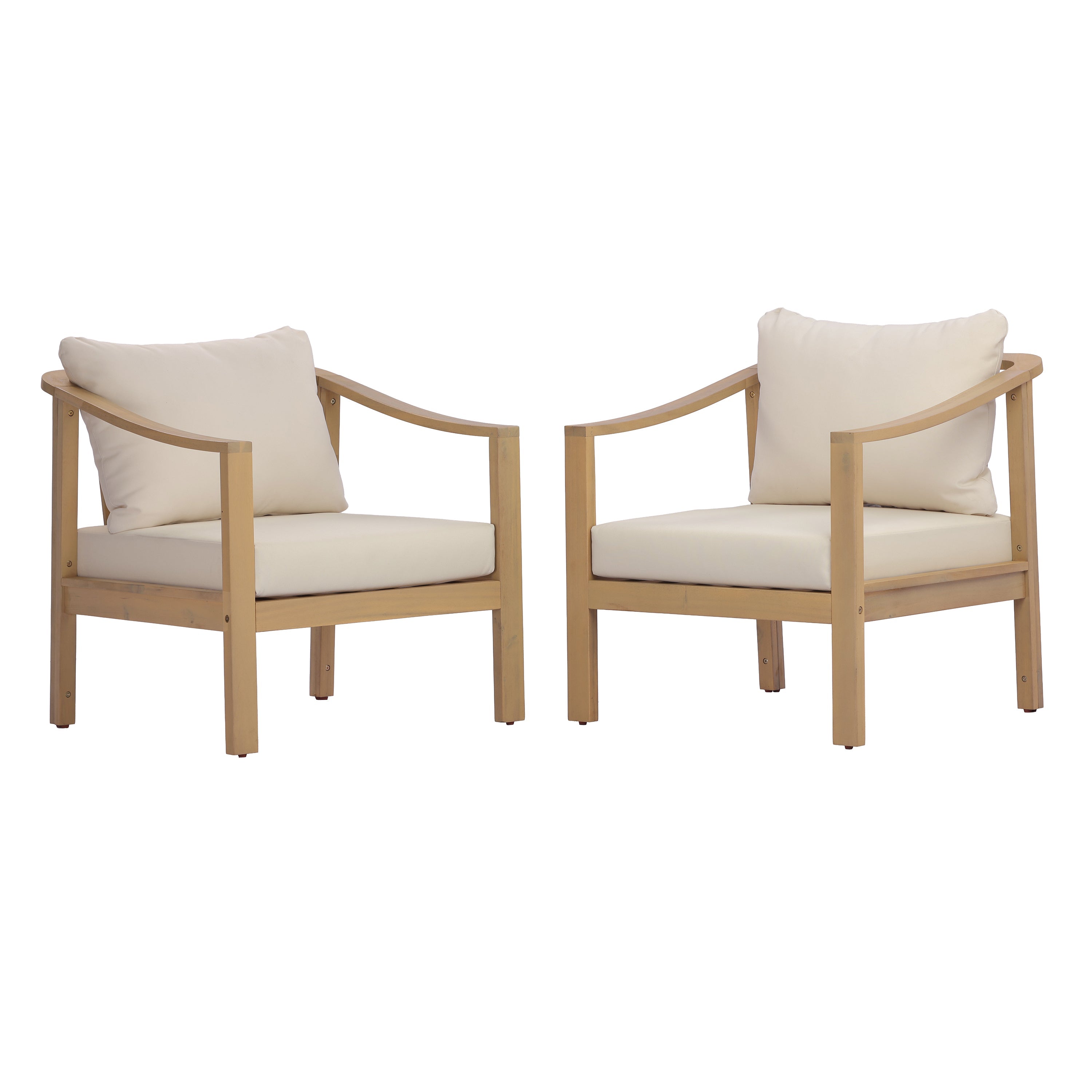 Acacia Wood Patio Furniture Club Chair Set (2)