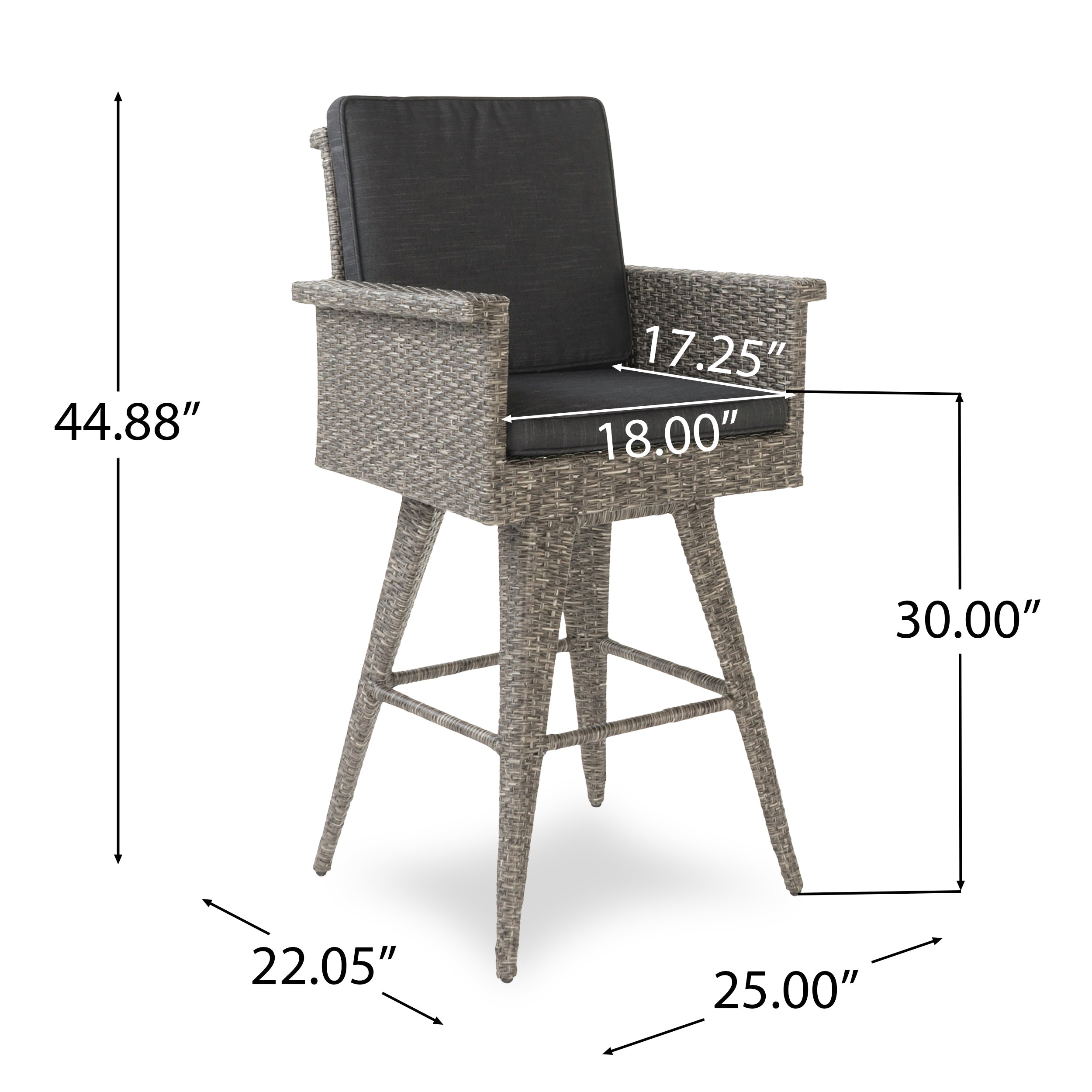 30" Outdoor Wicker Swivel Barstool with Water Resistant Cushion