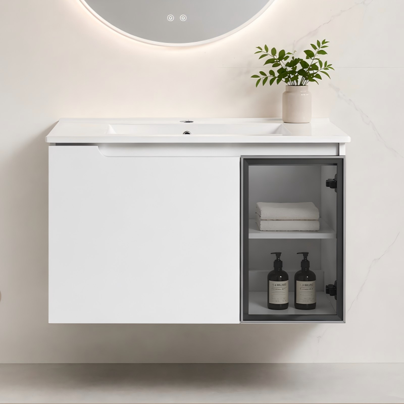 30" Wall-Mounted Bathroom Vanity With Ceramic Sink