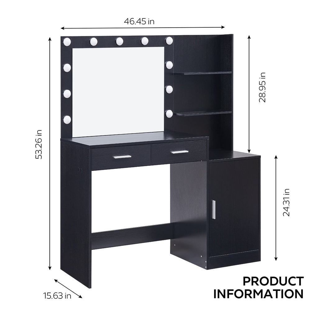 Vanity Desk with Mirror and Lights