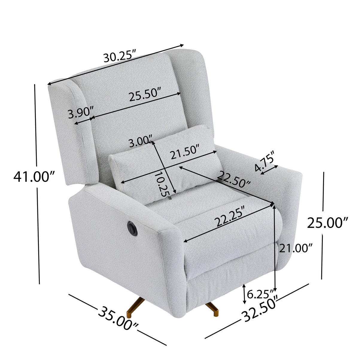 Upholstered 360° Swivel Power Recliner Chair