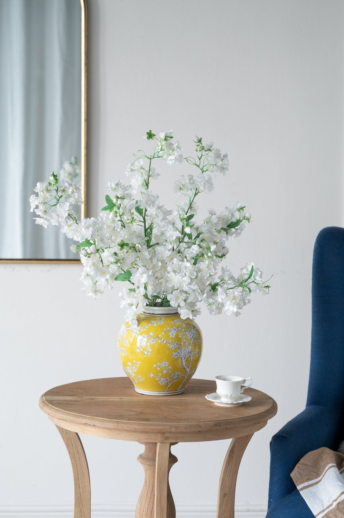 Decorative Yellow and White Accent Vase