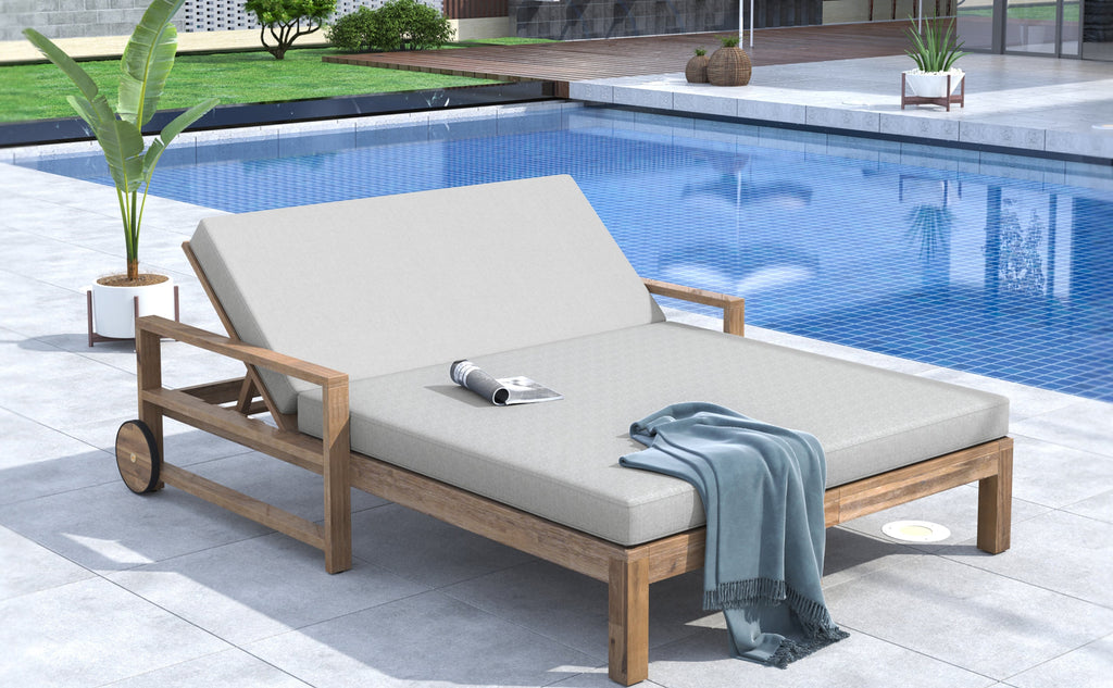 TREXM 1-Piece Farmhouse-styled Wooden Outdoor Sunbed