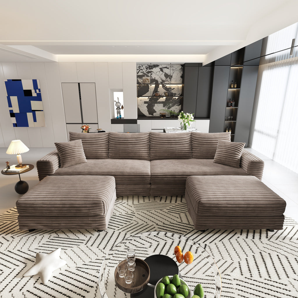 Plush Corduroy 4-Seat Sofa