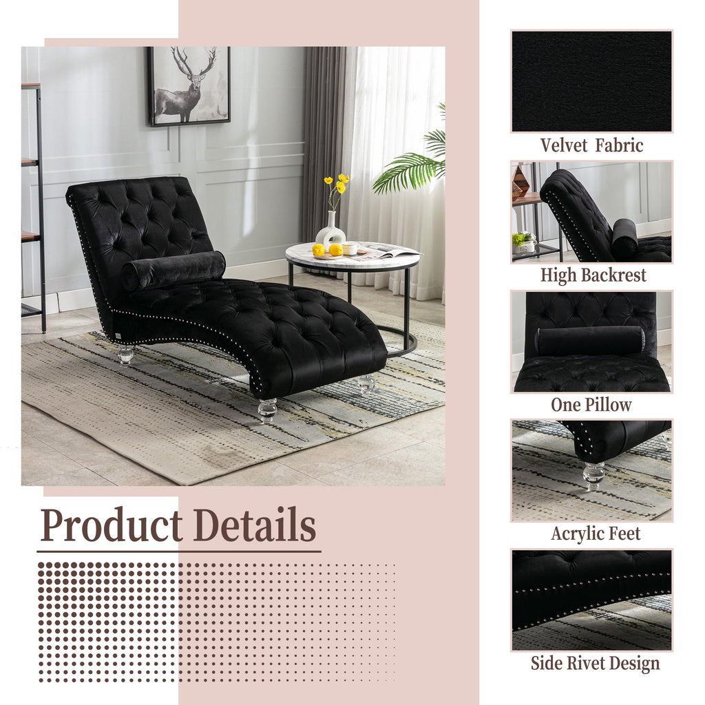 Velvet Chaise Lounge Indoor - Button-Tufted Upholstered Chair