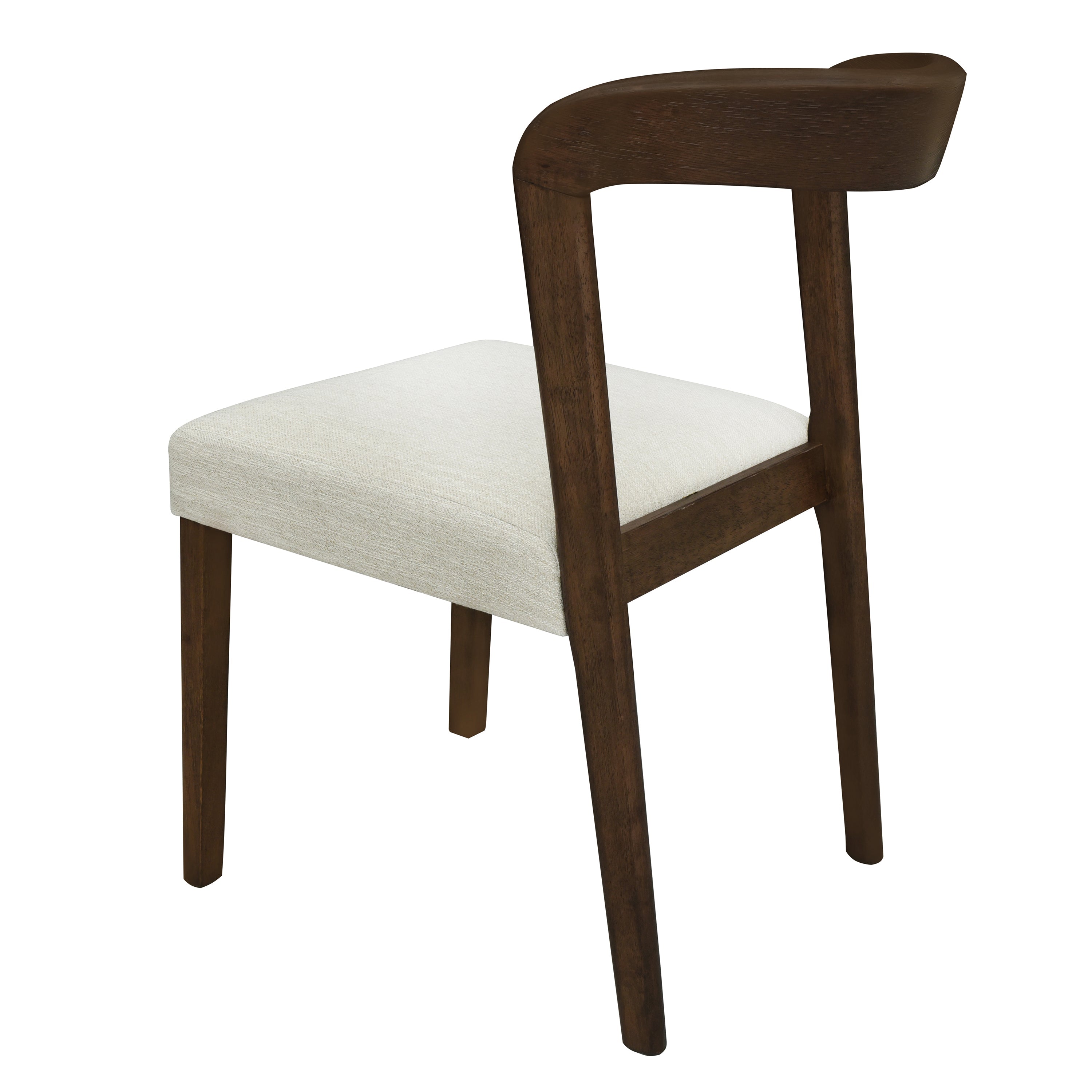 Solid Rubber Wood Dining Chairs (Walnut + Beige) - Set of 2