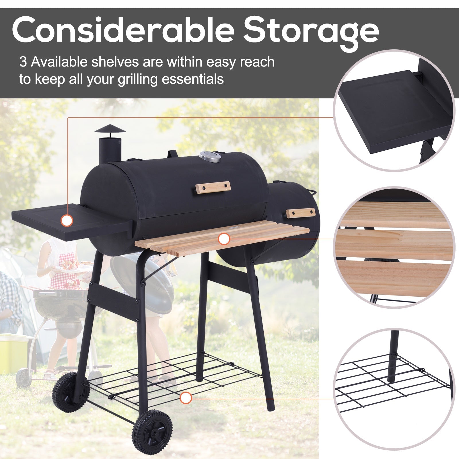 Outsunny 48" Steel Portable Backyard Grill