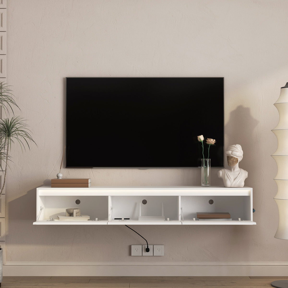 High-Gloss Suspended TV Cabinet