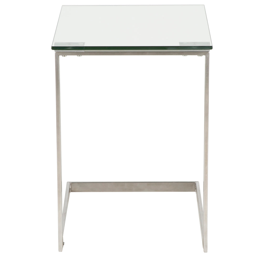 Zenn Contemporary End Table with Clear Glass