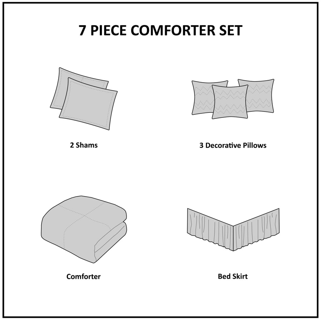 7 Piece Tufted Comforter Set Seafoam Cal King