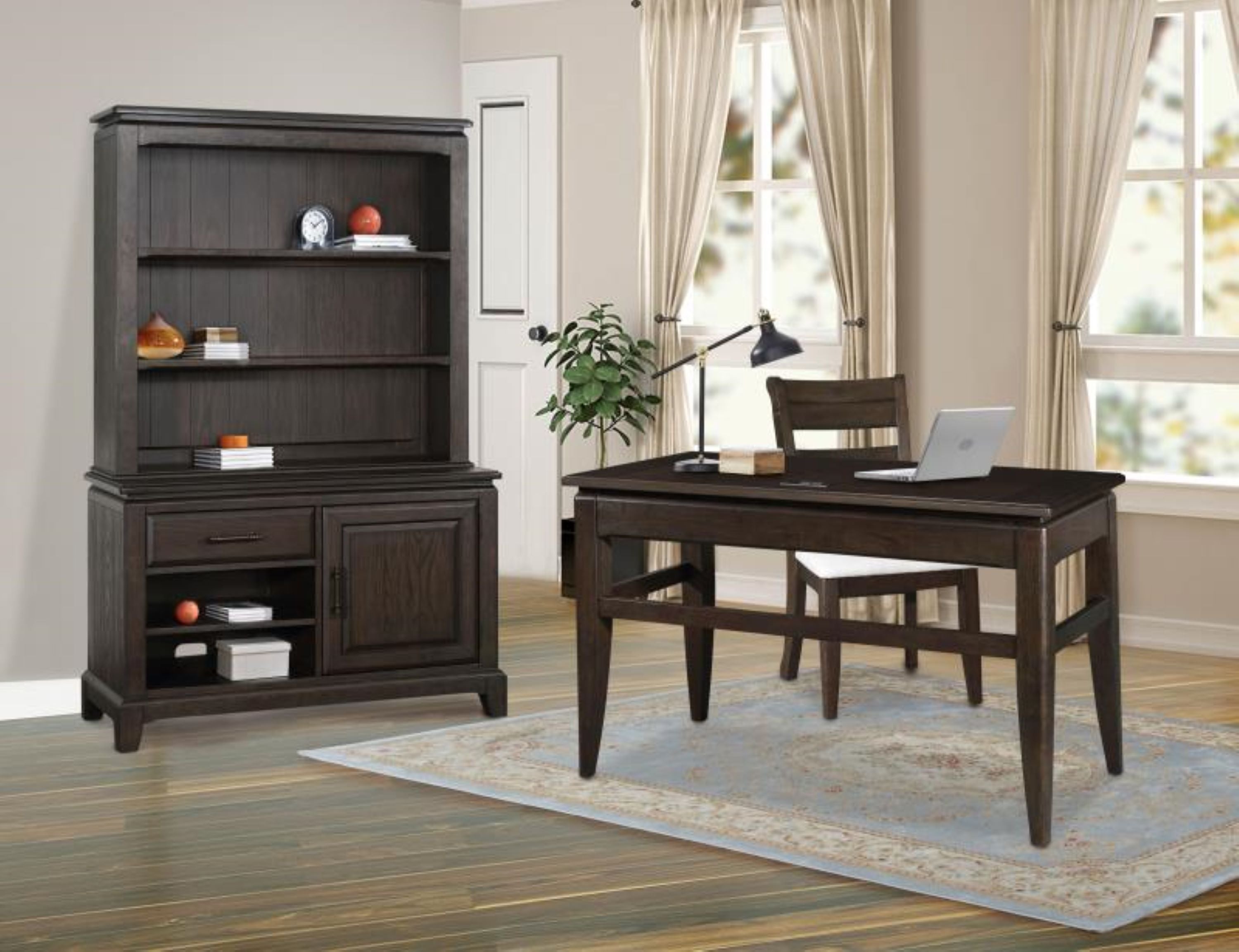 Chocolate Two Shelf Bookcase Hutch