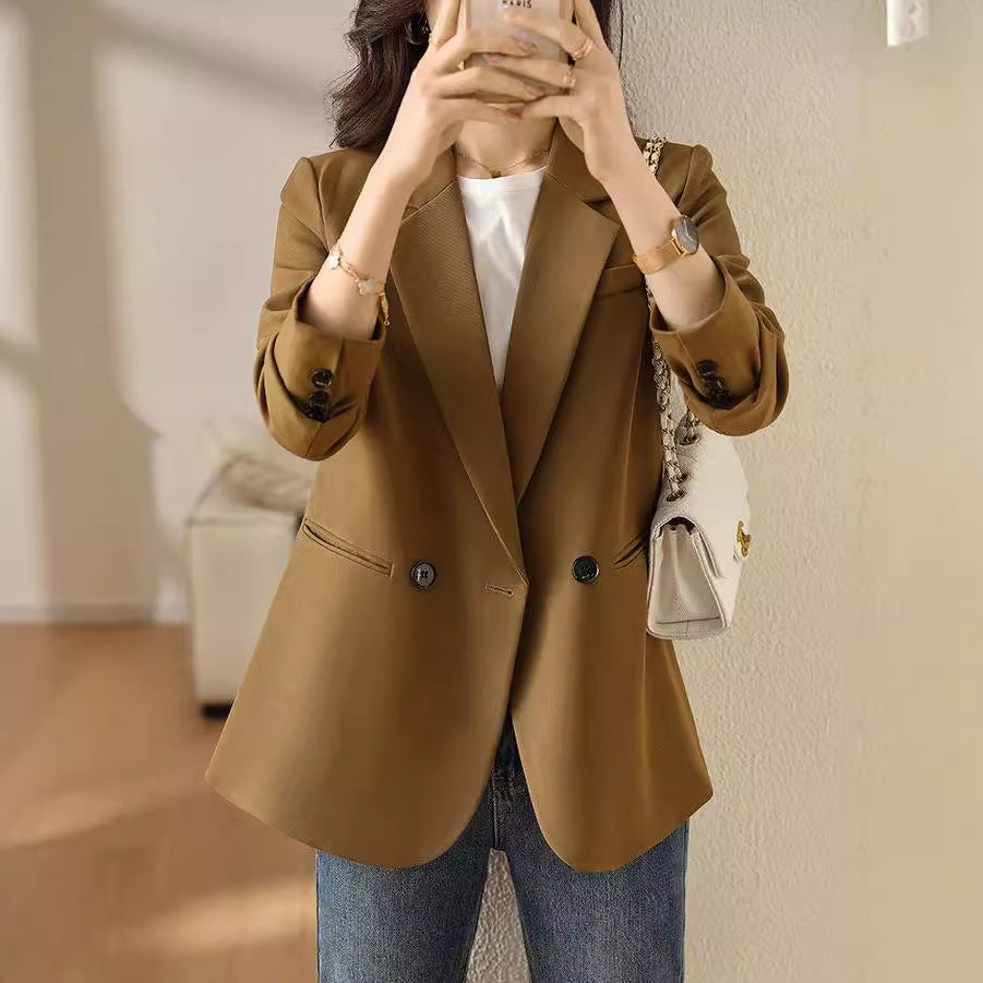 Womens Elegant Slit Blazer With Shoulder Pads