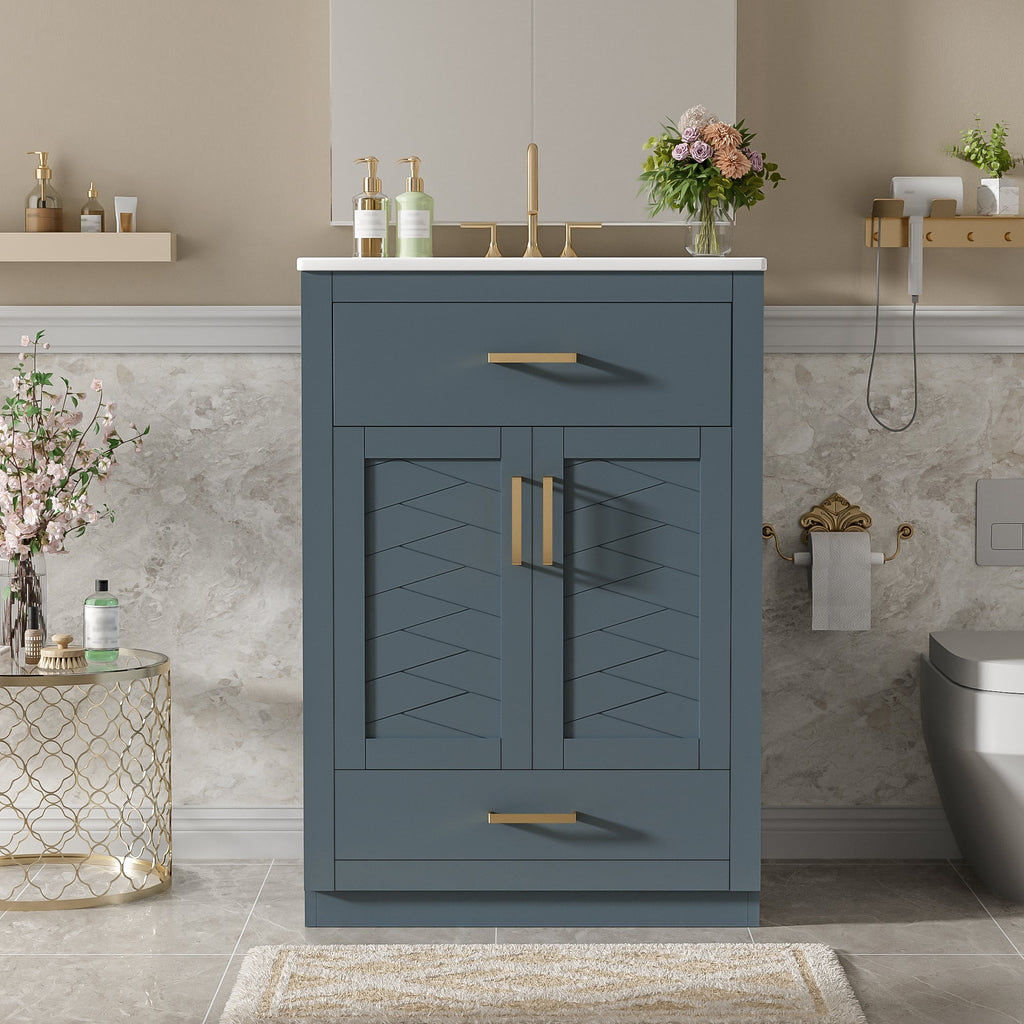 24" Bathroom Vanity with Integrated Ceramic Sink