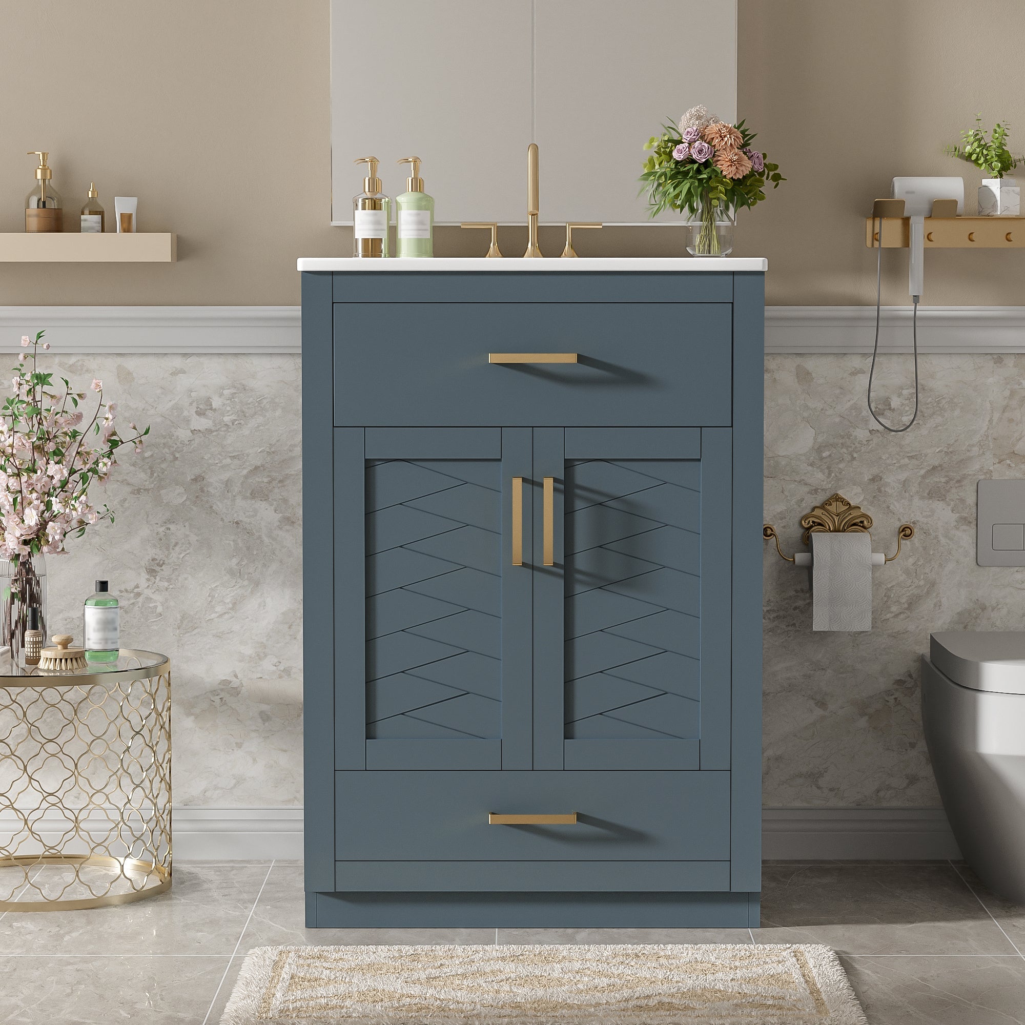 24" Bathroom Vanity with Integrated Ceramic Sink