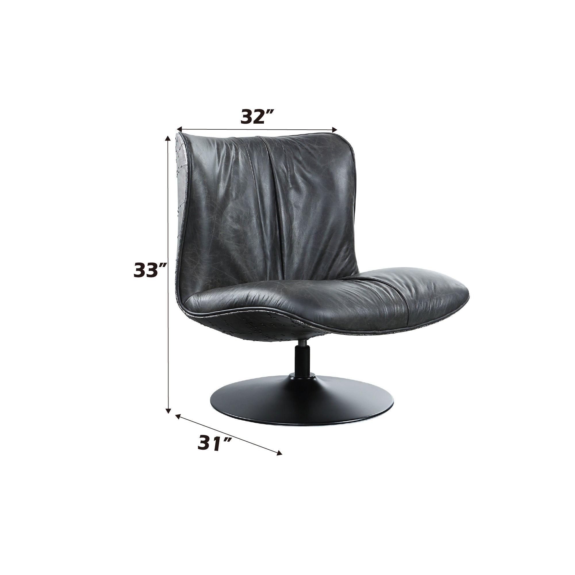 Piotr Black Leather Accent Chair
