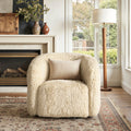 Colt 33" Fur Swivel Upholstered Barrel Accent Arm Chair