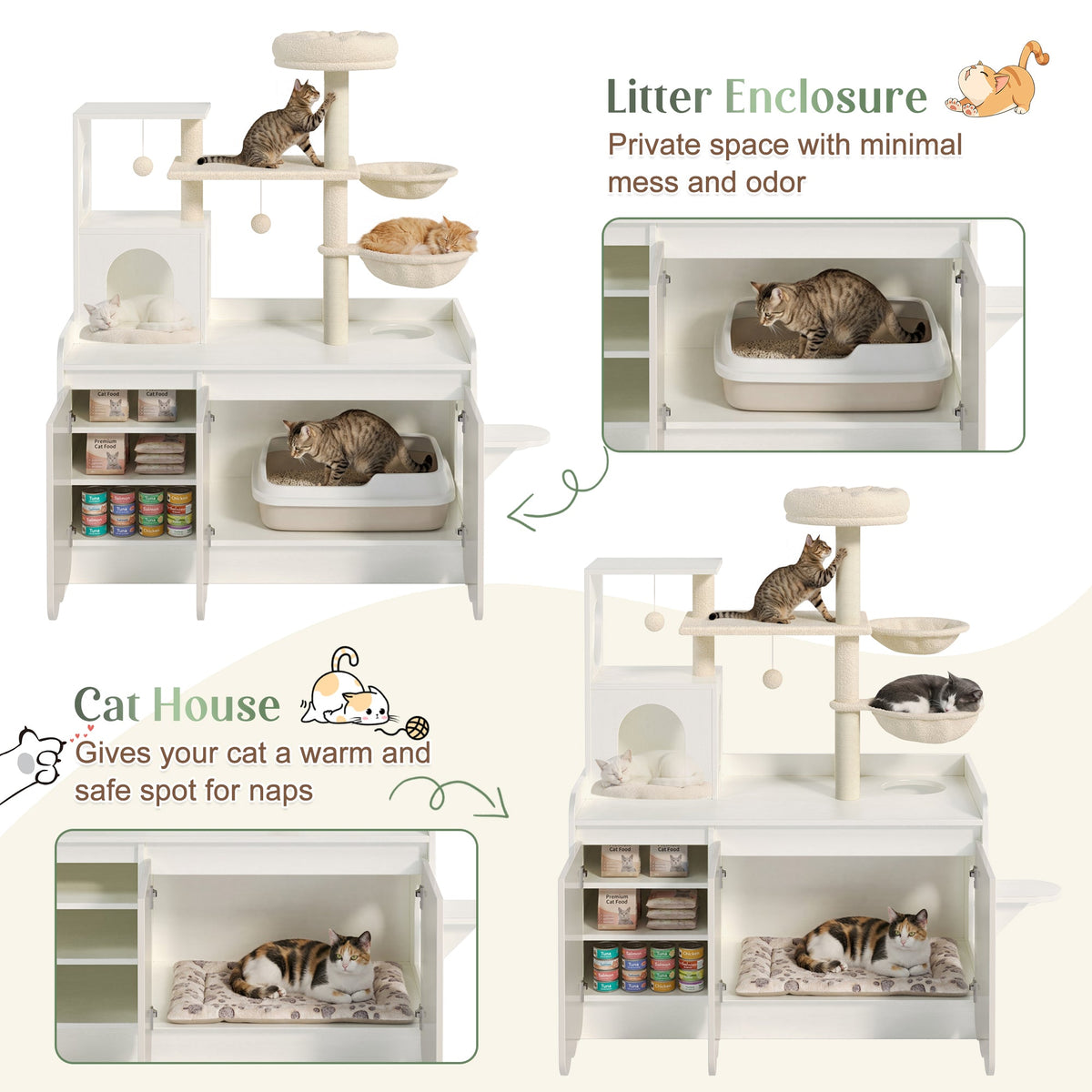 50.6" Cat Tree with Litter Box Enclosure