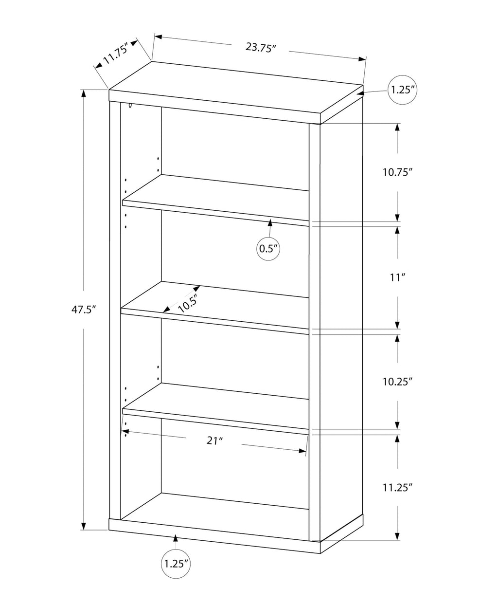 5 Tier Bookshelf - Modern Display for Office and Bedroom