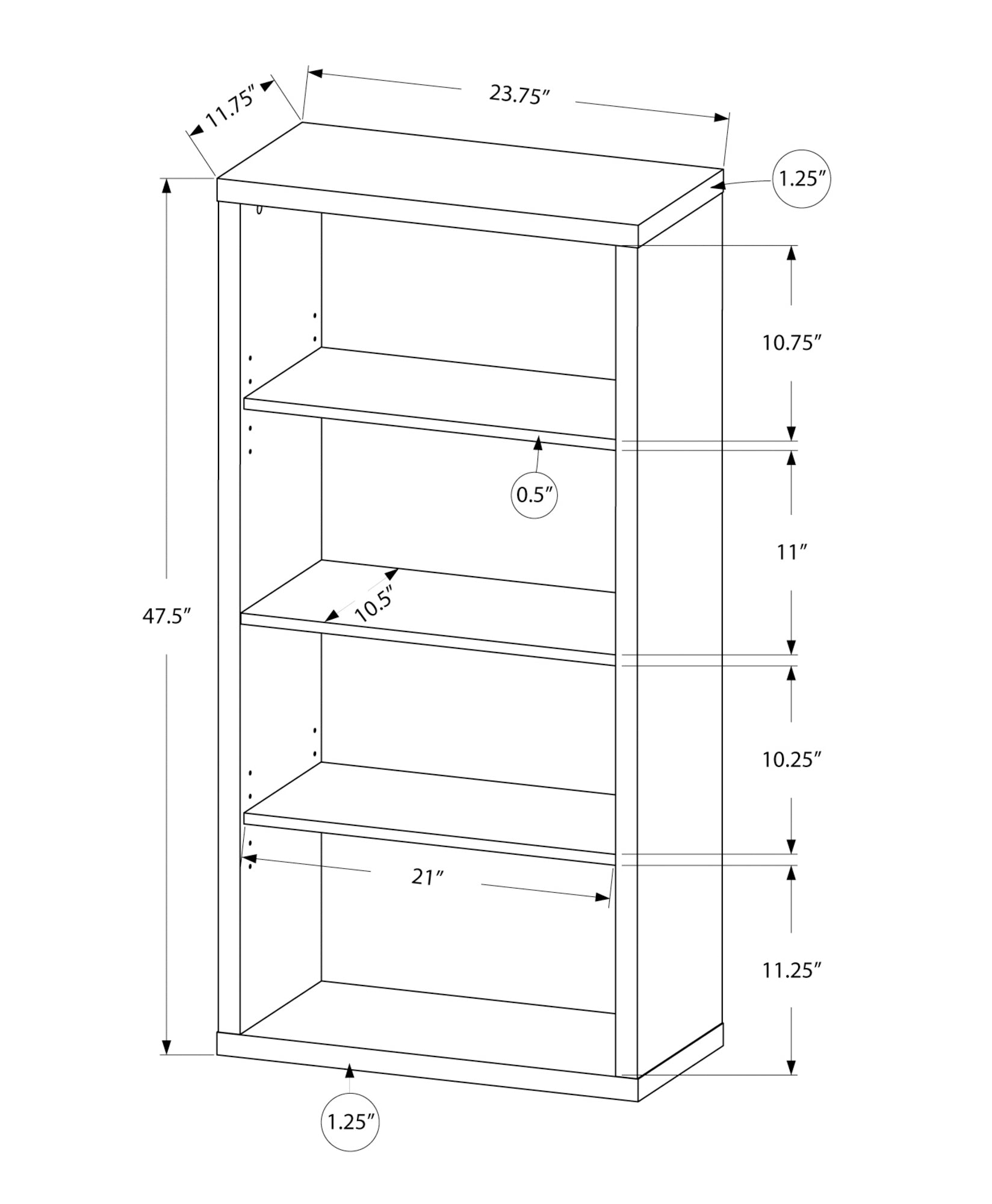5 Tier Bookshelf - Modern Display for Office and Bedroom