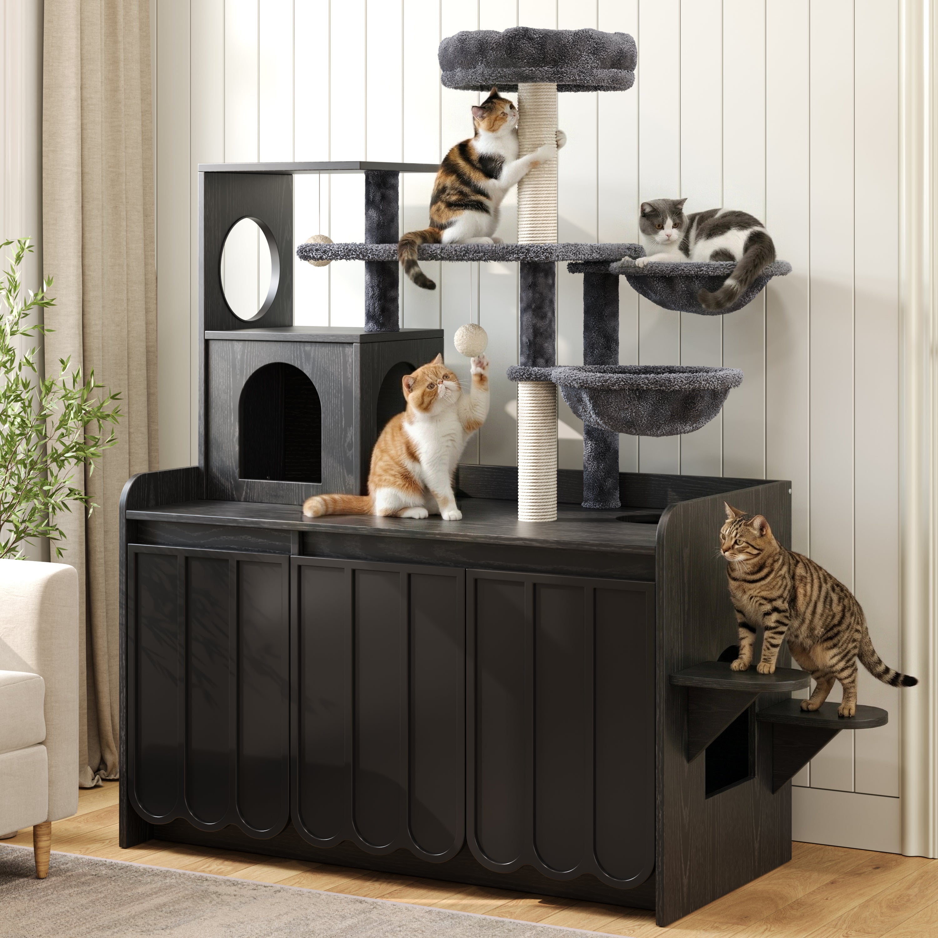50.6" Cat Tree with Litter Box Enclosure