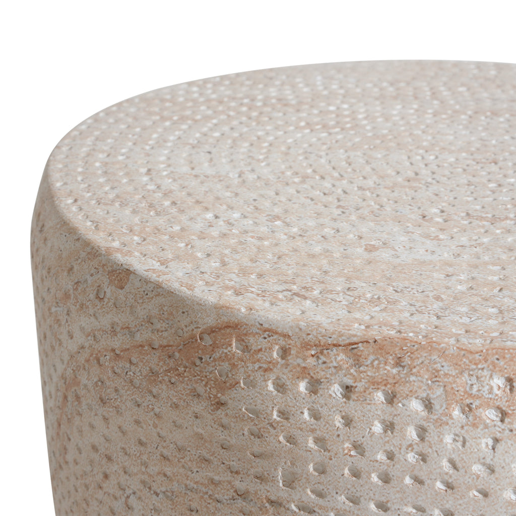 Outdoor/Indoor Lightweight Concrete Side Table - Travertine Finish