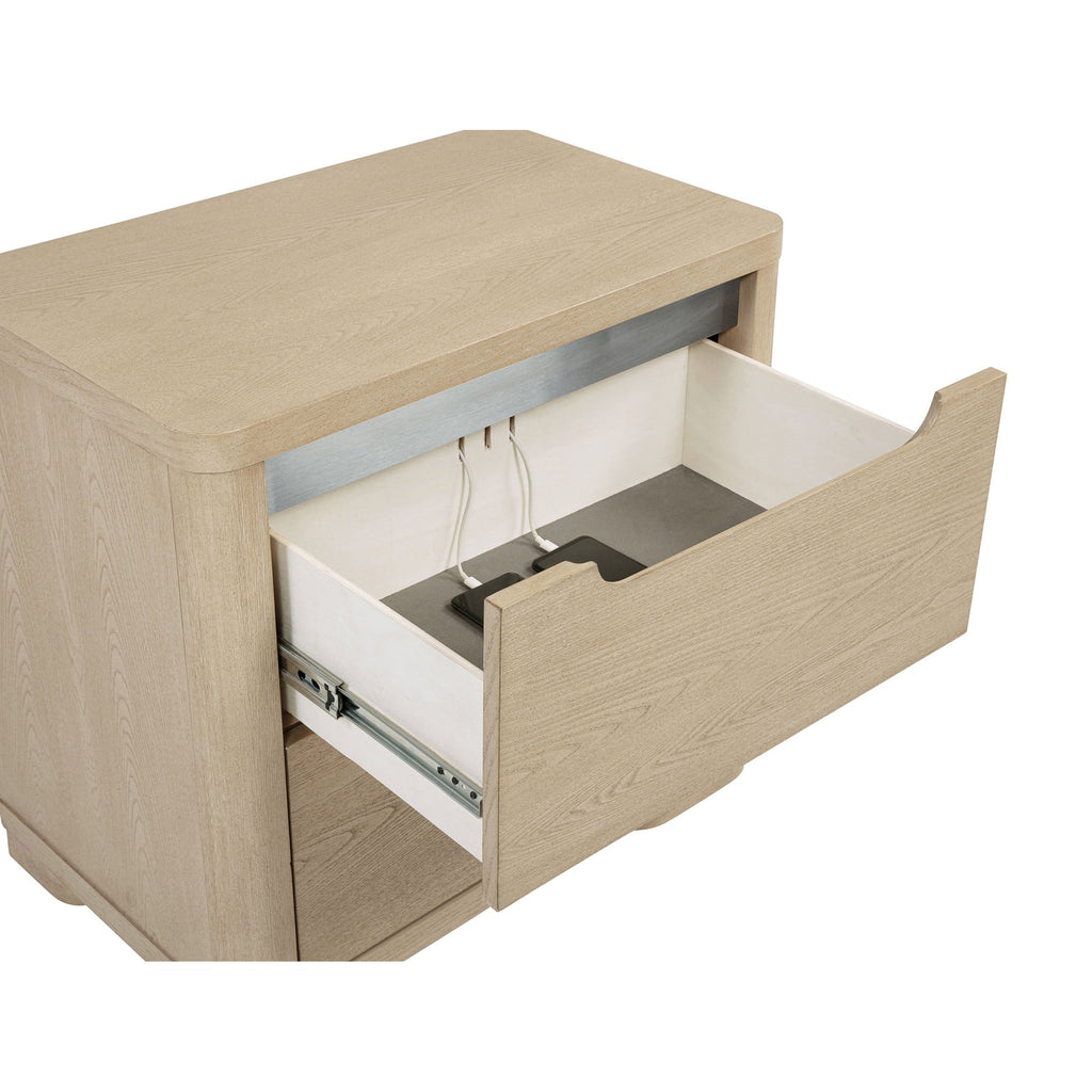 Mirador Light Elm 2-Drawer Nightstand Bedside Table