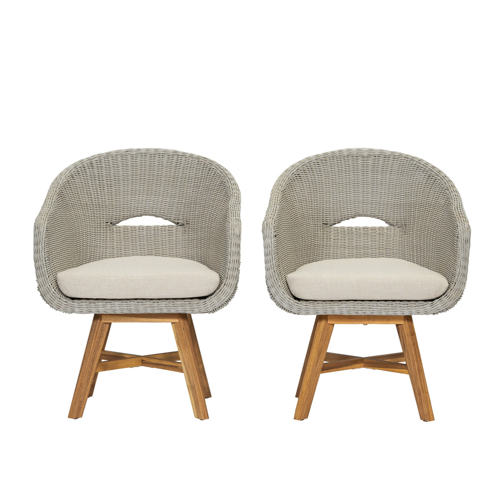 Outdoor Dining Arm Chair with Cushion, Set of 2