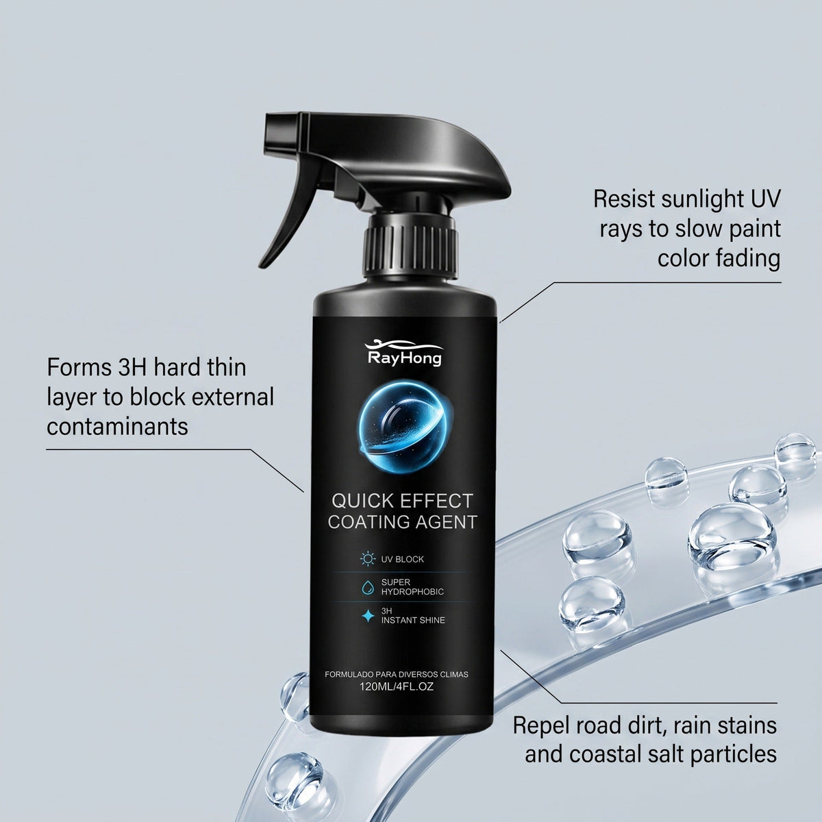 Car Ceramic Spray Enhances The Gloss Of The Cars Paint Surface And Provides UV Protection