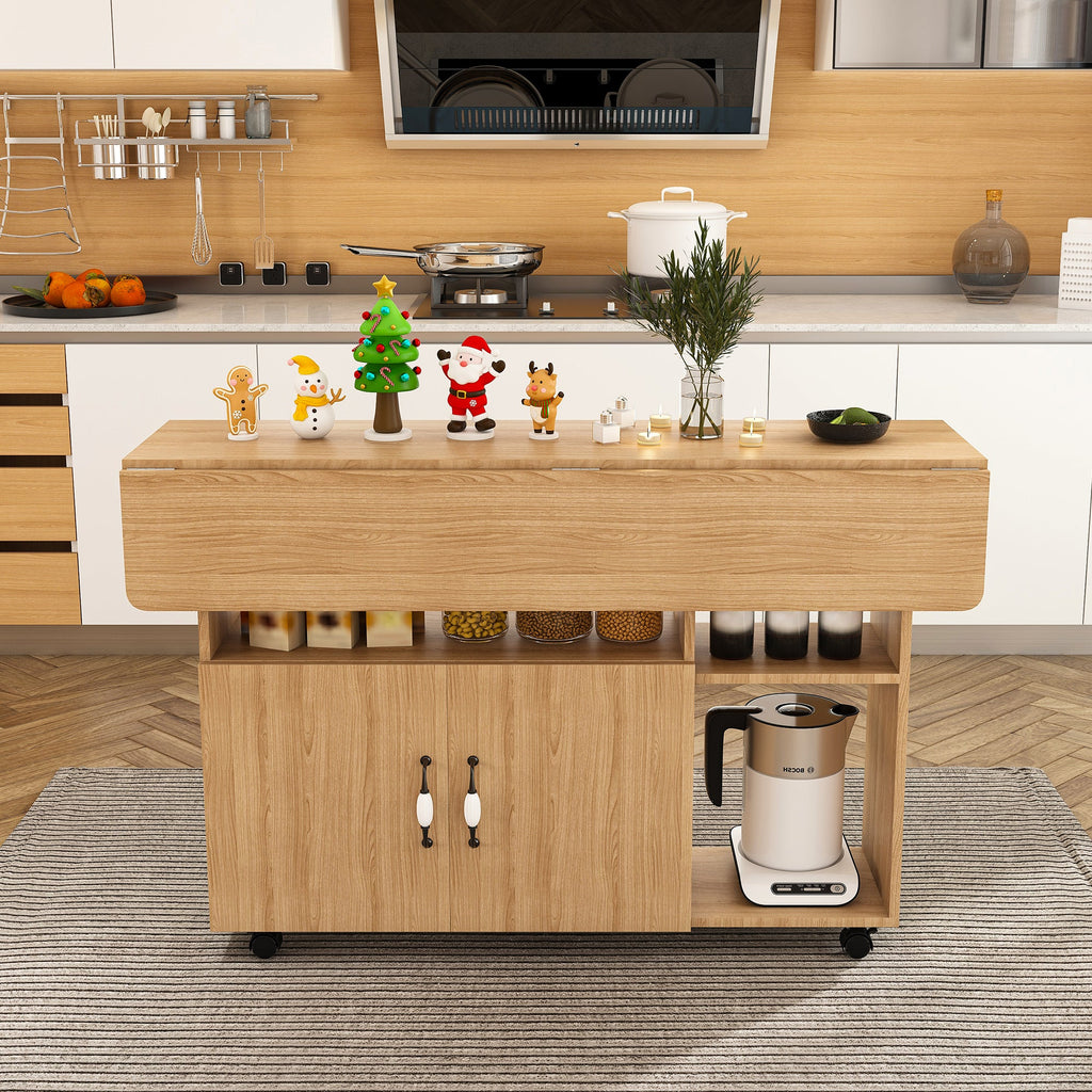Multi-Functional Folding Table with Storage Shelves and Wheels