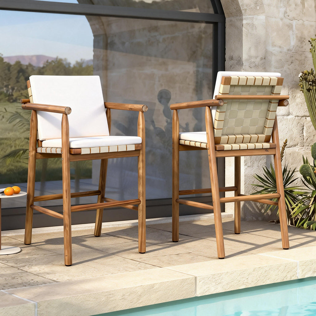 Outdoor Counter Height Bar Stools Chair Set of 2