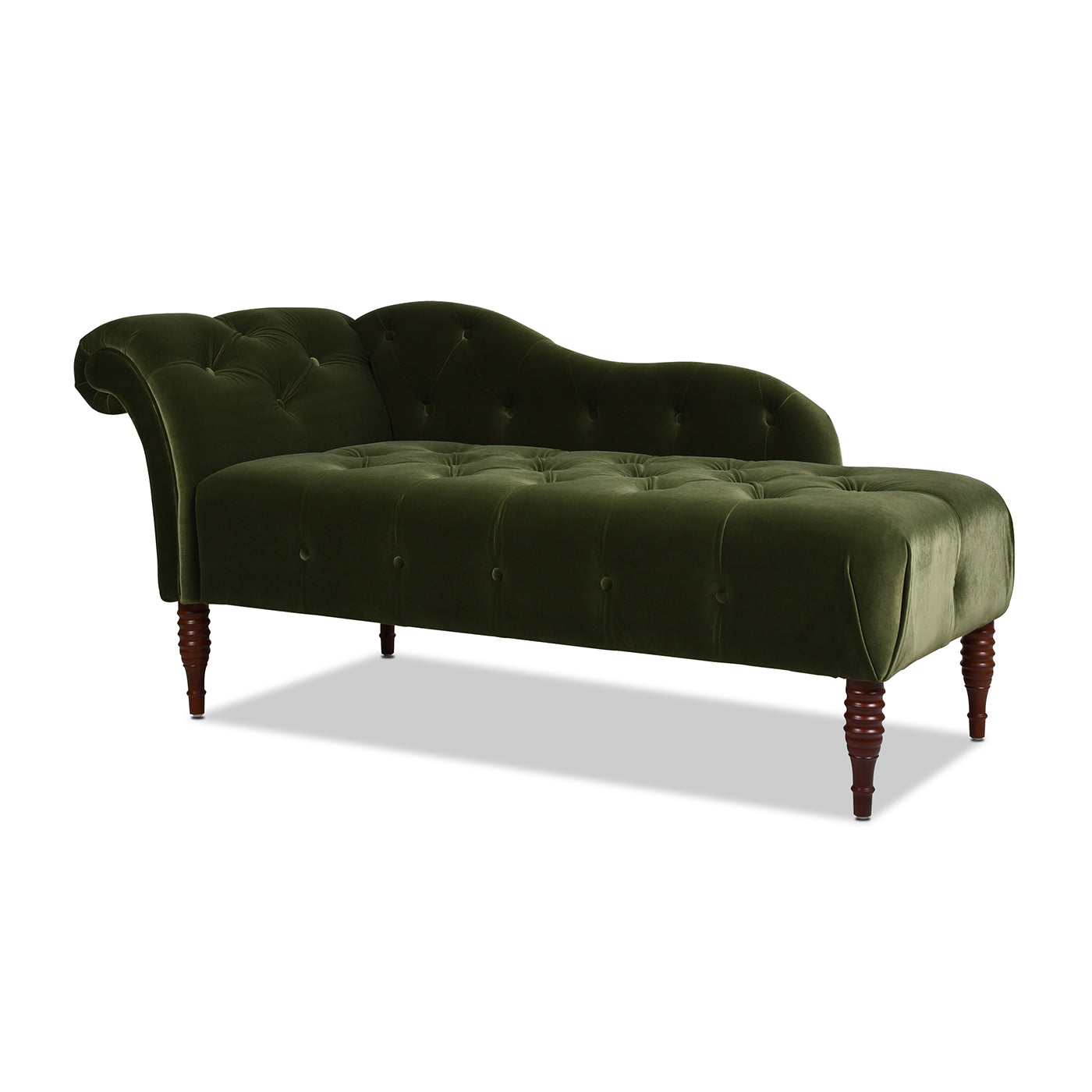 Samuel Tufted Roll Arm Chaise Lounge, Olive