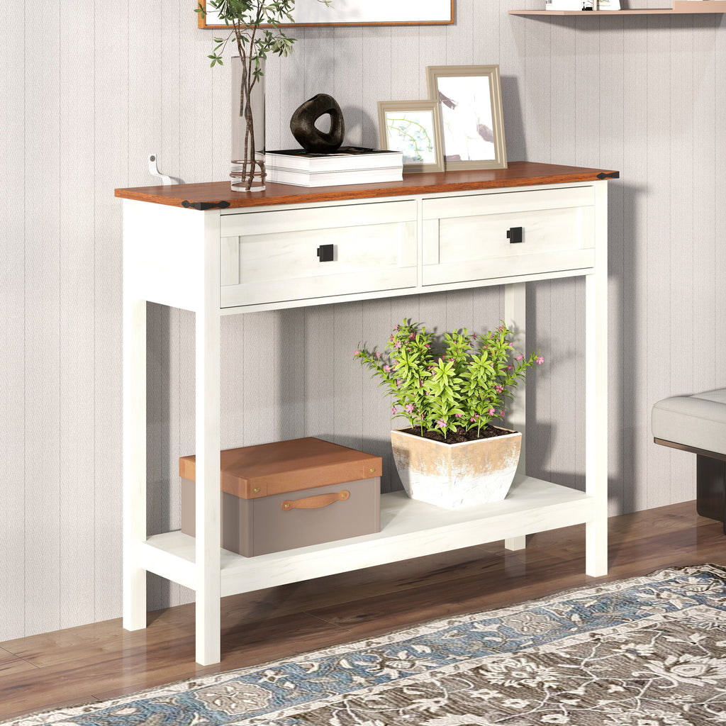 Farmhouse Style Console Table with 2 Drawers