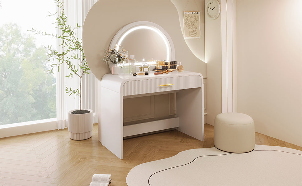 39" Makeup Vanity Table with Mirror Touch Screen Lighted Mirror