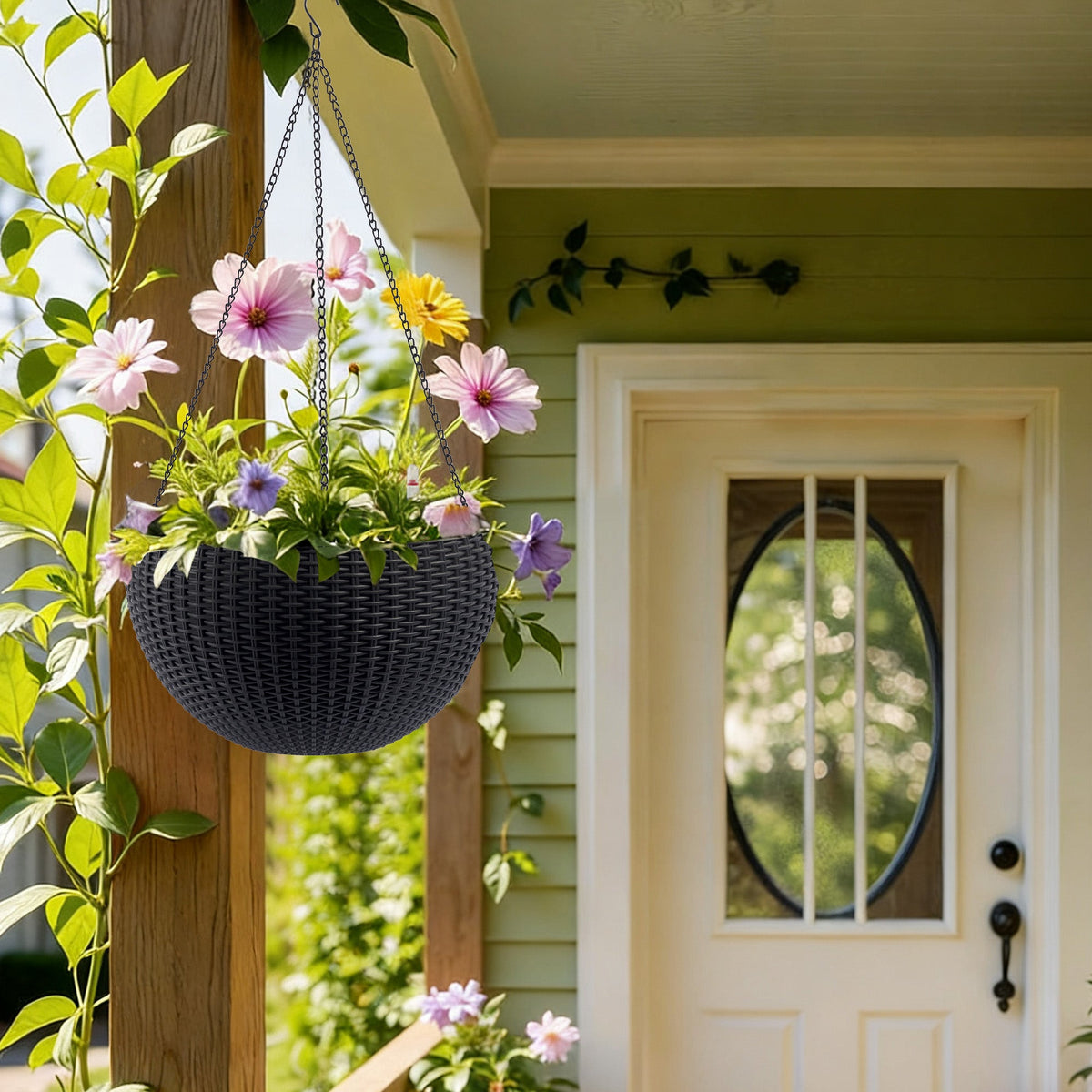 Self-Watering Hanging Rattan-Inspired Planter (Pack of 2)
