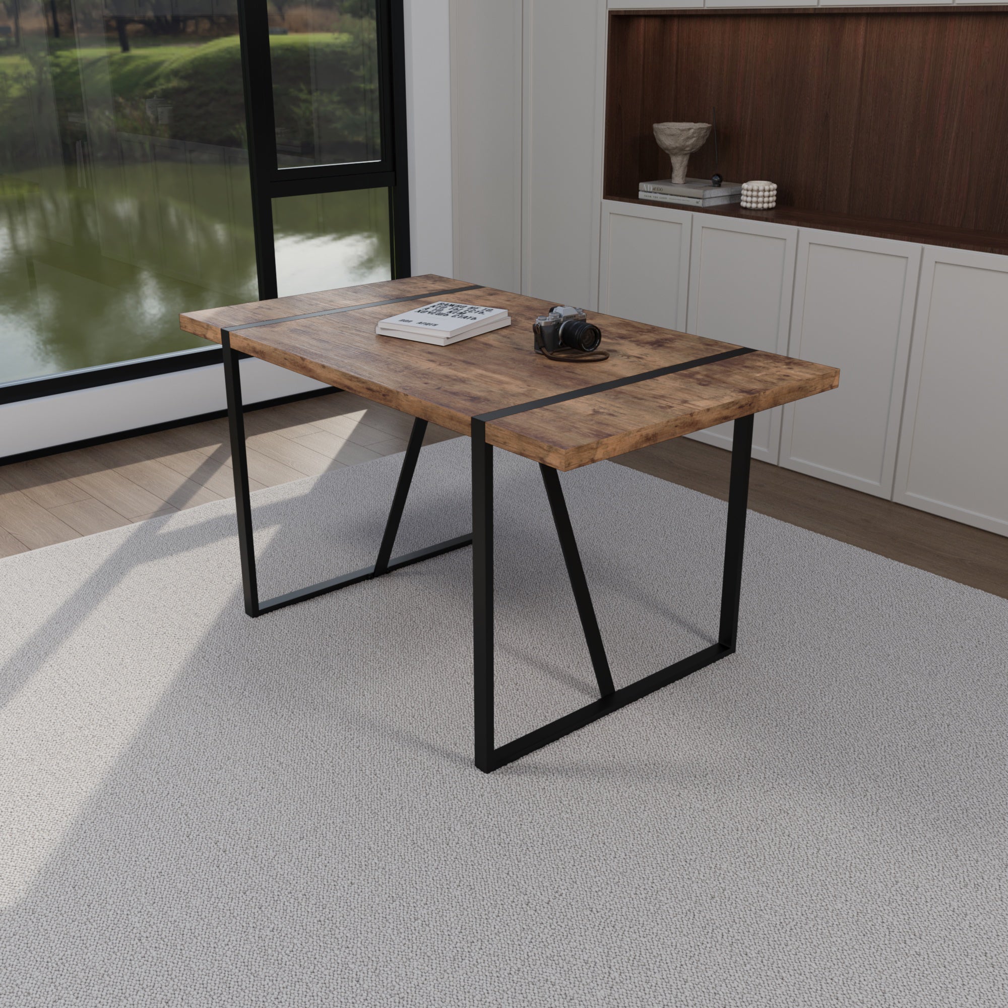 55" Modern Rural Industrial Dining Table